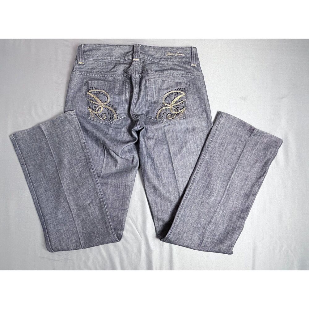 Women's Guess Bootcut Dark Denim Jeans Rhinestone G Pocket Y2K Size 28